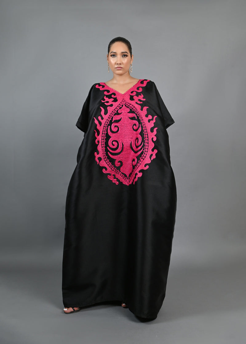 Black Buga With Pink Embroidery Boubou