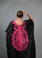 Black Buga With Pink Embroidery Boubou