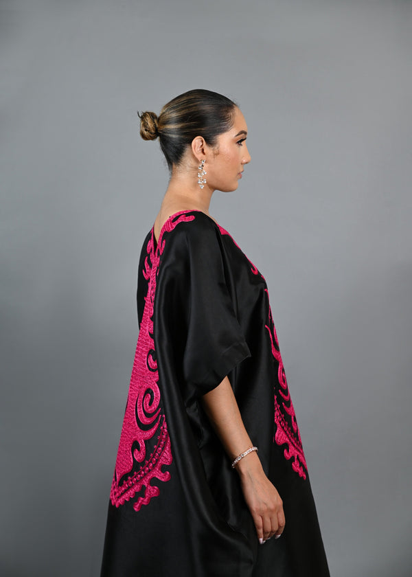 Black Buga With Pink Embroidery Boubou