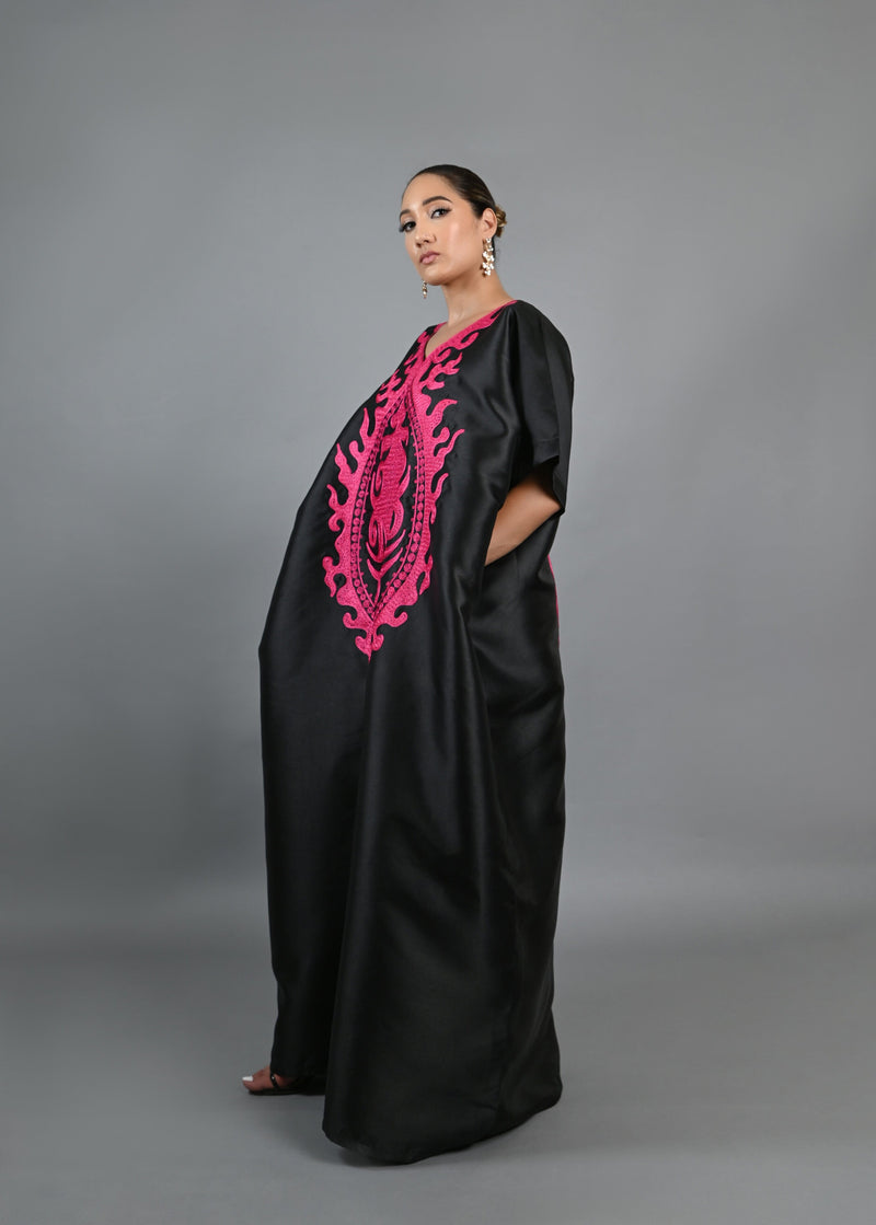 Black Buga With Pink Embroidery Boubou