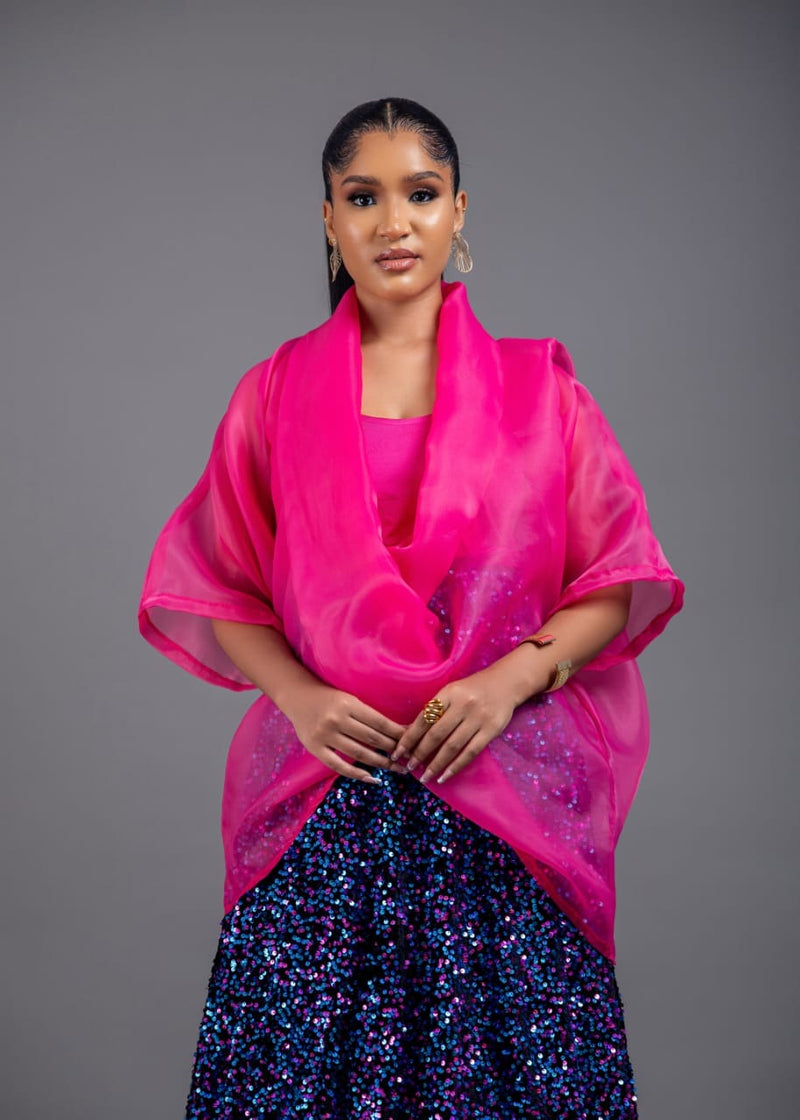 Casablanca Top With Long Sequin Skirt Set (pink)