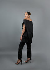 Goddess pant set (black)- silk African matching set with sequin