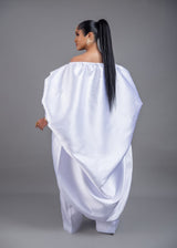 Kese white cape high low and wide leg pant