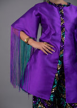 Komasava Jacket and Sequin Bottom Wide LegPant Set