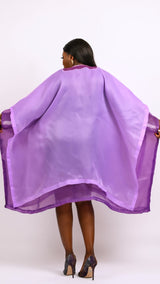 Lilac and purple short Boubou kaftan dress Look 1