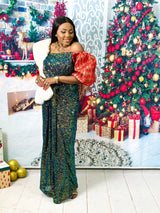 Ogaraya Off shoulder multicolored sequin long dress. Boubou Look 11