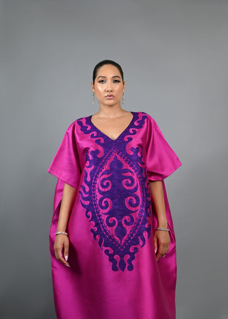 Pink Buga With Purple Embroidery Boubou