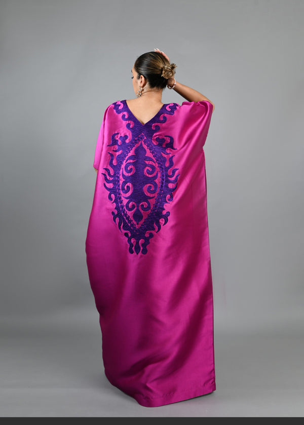 Pink Buga With Purple Embroidery Boubou