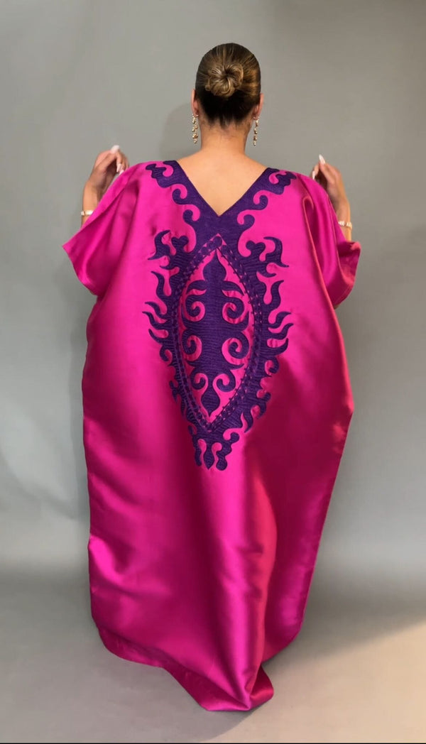 Pink Buga With Purple Embroidery