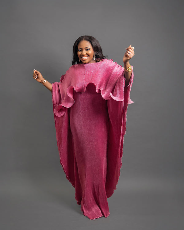 Rodo Maxi Pleated Boubou Dress (Mauve)