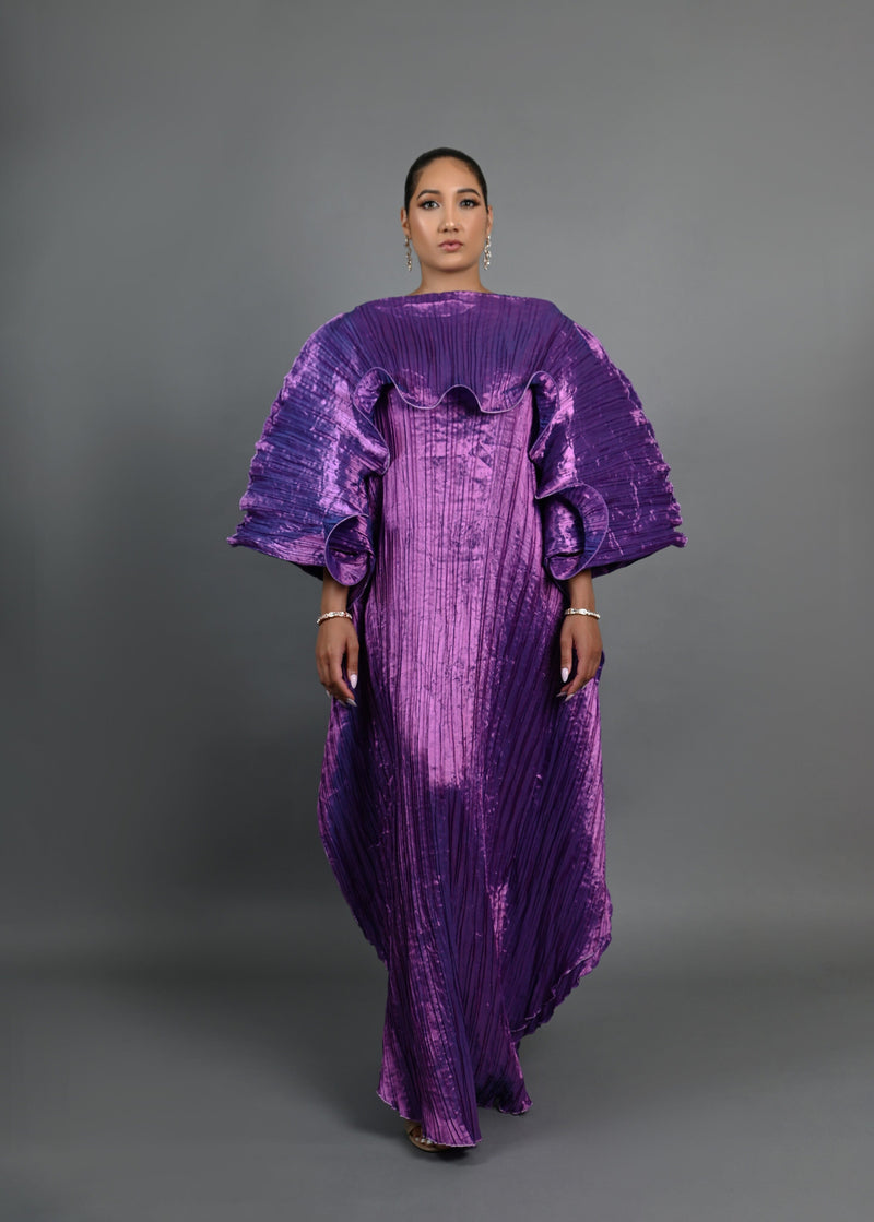 Rodo Maxi Pleated Long Dress (purple)