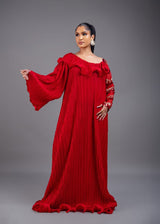 Serotonin Maxi Pleated Long boubou Dress (red)