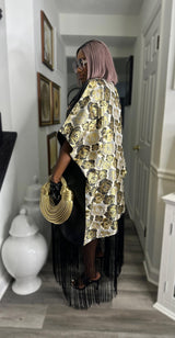 Swagger Fringe Kimono boubou dress with sequin pocket