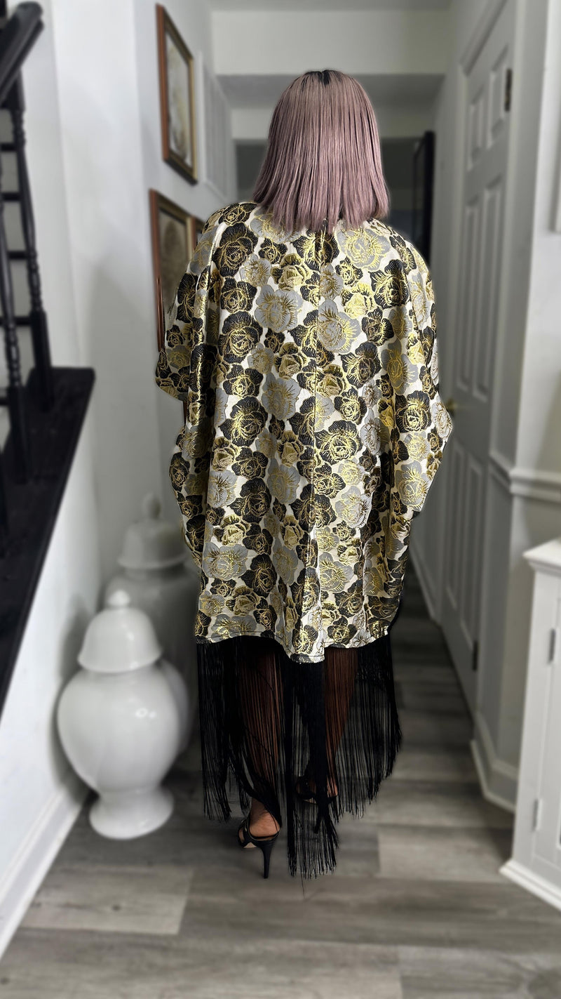 Swagger Fringe Kimono boubou dress with sequin pocket