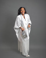 Swagger Fringe Kimono With Pant Set (White)