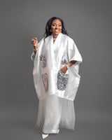 Swagger Fringe Kimono With Pant Set (White)