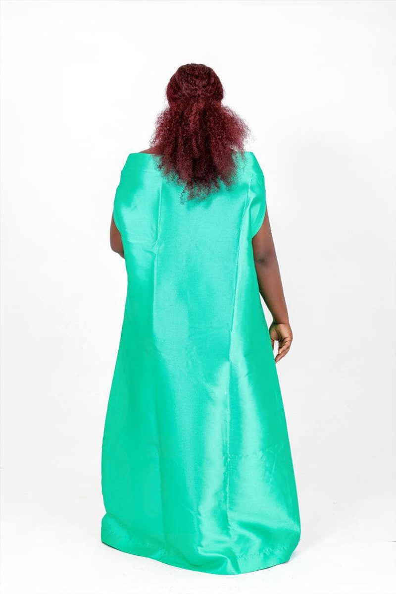 Teal Goddess Boubou Dress - African silk dress with sequin