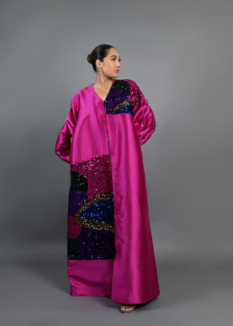 The Picasso duster Long Jacket boubou Dress (Hot Pink)