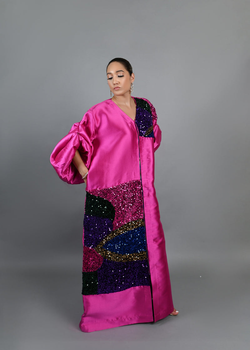 The Picasso duster Long Jacket boubou Dress (Hot Pink)